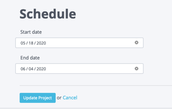 Screenshot of the editing a project schedule