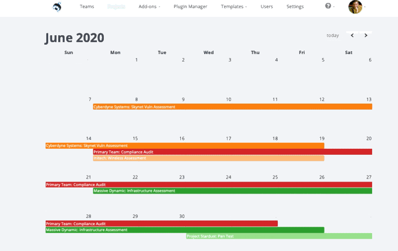 Screenshot of moving from the calendar to the linked project