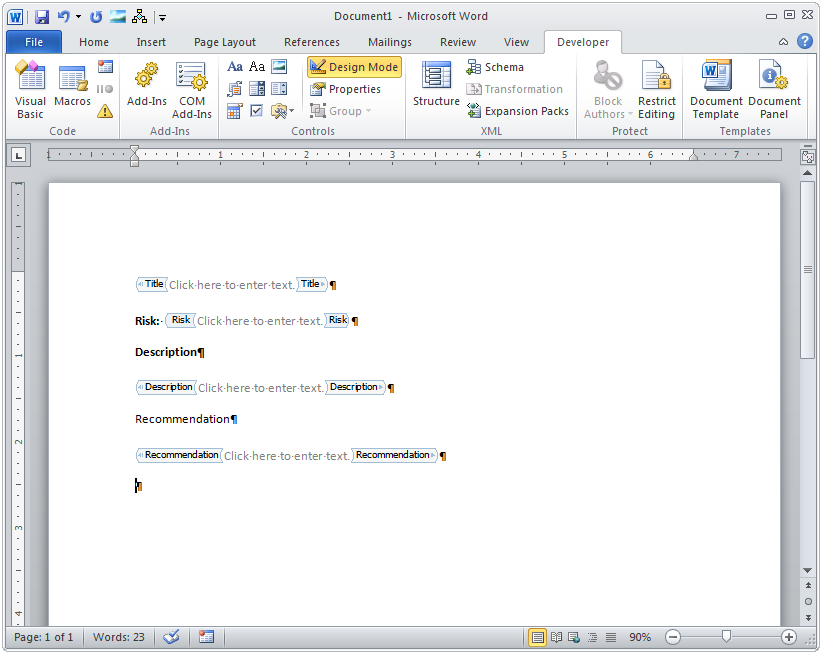 microsoft word remove content control