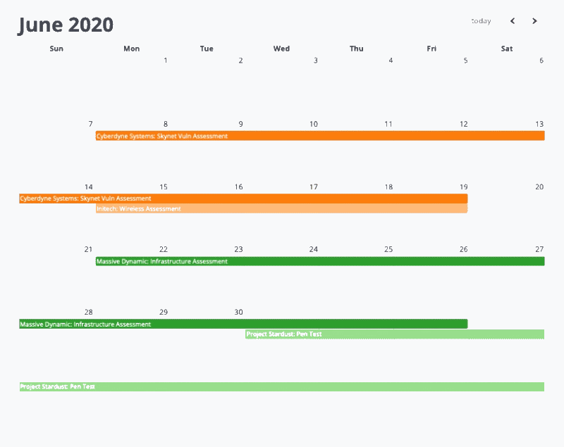 Screenshot of the calendar updating