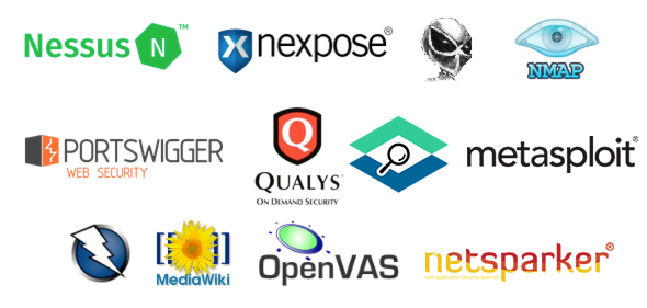 Screenshot of many security scanning tool logos