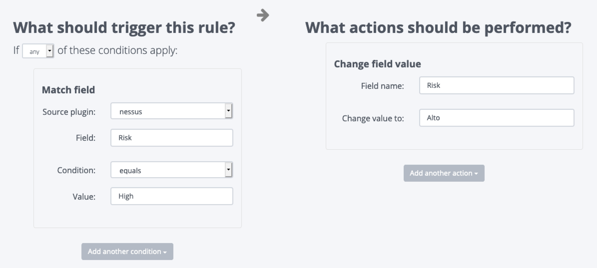 Screenshot of setting up a rule in Rules Engine